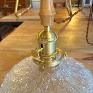 TOPANGA Lighting　レースカットガラスベルランプ　吊照明　照明器具　カウンター　カフェ　和室　レトロ　ホワイト　ウッド　ペンダントランプ