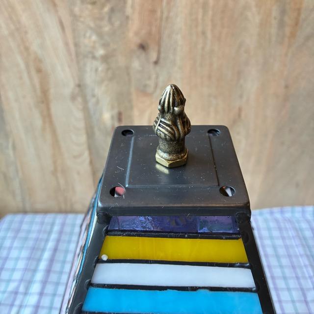 TOPANGA　Lighting　ステンドグラステーブルランプ　ジオメトリック　ピンク　幾何学　ガラスランプ　スタンドランプ　ナイトランプ　玄関　寝室