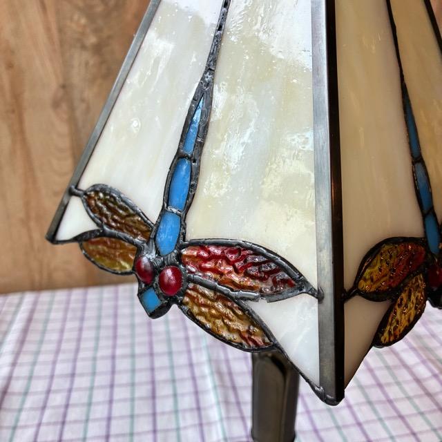 TOPANGA　Lighting　ステンドグラステーブルランプ　トンボ　ホワイト　ドラゴンフライ　ガラスランプ　スタンドランプ　ナイトランプ　玄関　寝室