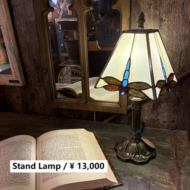 TOPANGA　Lighting　ステンドグラステーブルランプ　トンボ　ホワイト　ドラゴンフライ　ガラスランプ　スタンドランプ　ナイトランプ　玄関　寝室