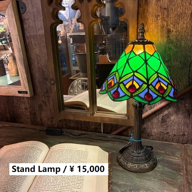 TOPANGA　Lighting　ステンドグラステーブルランプ　ピーコック　グリーン　クジャク　ガラスランプ　スタンドランプ　ナイトランプ　玄関　寝室