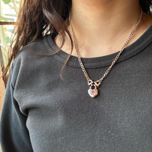 TOPANGA Jewelry　ハートロックペンダントネックレス　カジュアル　ショートネックレス　チャーム　ペンダント　チェーン　フォーマル　シルバー925