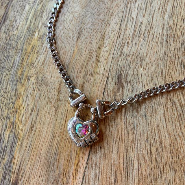 TOPANGA Jewelry　ハートロックペンダントネックレス　カジュアル　ショートネックレス　チャーム　ペンダント　チェーン　フォーマル　シルバー925