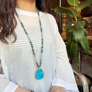 TOPANGA Jewelry　ドゥルージーロングネックレス　アズール　チャームネックレス　ペンダントネックレス　ボヘミアン　エスニック　アフリカンターコイズ