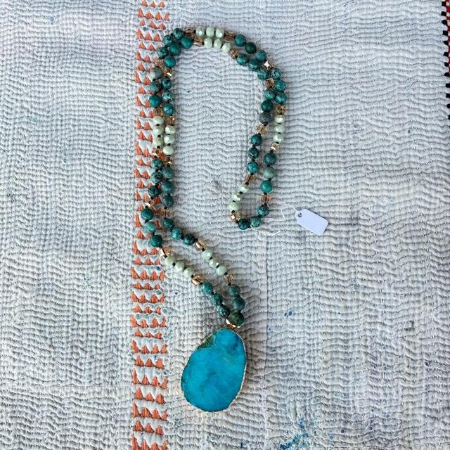 TOPANGA Jewelry　ドゥルージーロングネックレス　アズール　チャームネックレス　ペンダントネックレス　ボヘミアン　エスニック　アフリカンターコイズ