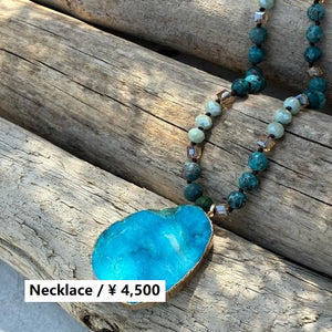 TOPANGA Jewelry　ドゥルージーロングネックレス　アズール　チャームネックレス　ペンダントネックレス　ボヘミアン　エスニック　アフリカンターコイズ