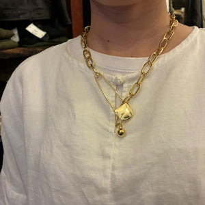 TOPANGA Jewelry　ビッグセーフティピンネックレス　ゴールド　シンプル　チェーンのみ　ショートネックレス　ペンダント　ギフト