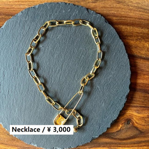 TOPANGA Jewelry　ビッグセーフティピンネックレス　ゴールド　シンプル　チェーンのみ　ショートネックレス　ペンダント　ギフト
