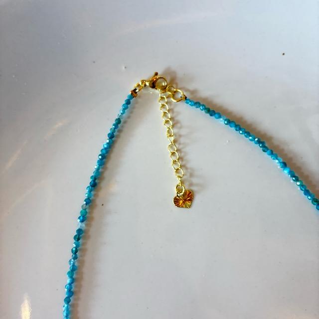 TOPANGA Jewelry　ミニジェムネックレス　ブルーアパタイト　チョーカー　ナチュラルストーン　天然石　パワーストーン　ペンダント　ギフト　