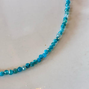 TOPANGA Jewelry　ミニジェムネックレス　ブルーアパタイト　チョーカー　ナチュラルストーン　天然石　パワーストーン　ペンダント　ギフト　