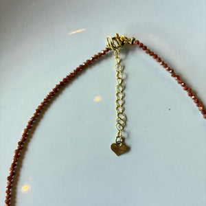 TOPANGA Jewelry　ミニジェムネックレス　サンドストーン　ブラウン　チョーカー　ナチュラルストーン　天然石　パワーストーン　ペンダント　ギフト　