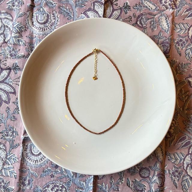 TOPANGA Jewelry　ミニジェムネックレス　サンドストーン　ブラウン　チョーカー　ナチュラルストーン　天然石　パワーストーン　ペンダント　ギフト　
