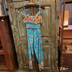 Topanga Lady's 　ボヘミアンフラワーセットアップ　全3色　ミント　グリーン　ブルー　ヒッピー　パンツ　