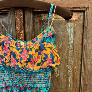 Topanga Lady's 　ボヘミアンフラワーセットアップ　全3色　ミント　グリーン　ブルー　ヒッピー　パンツ　