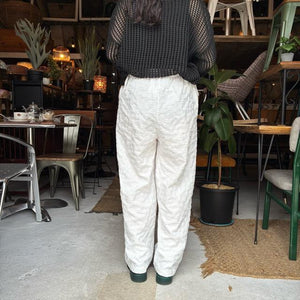TOPANGA Lady's　リップルフラワーダブルリボンイージーパンツ　ホワイト　ファッション　レディース　スウェット　花柄　カジュアル　ストレートパンツ　ボトム
