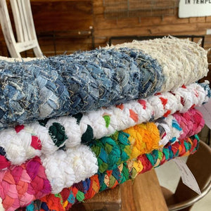 TOPANGA Homefurnishing　リサイクルデニムウィービングラウンドラグマット　150×150cm