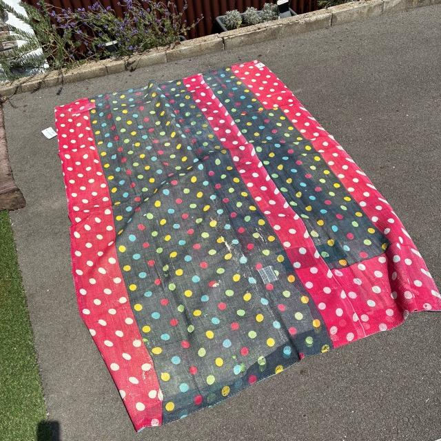 インド　ヴィンテージラリーキルト　28000-19　150×200cm　カンタ　ベッドカバー　ソファカバー　マルチカバー　ハンドメイド　１点もの　ブルー　グリーン