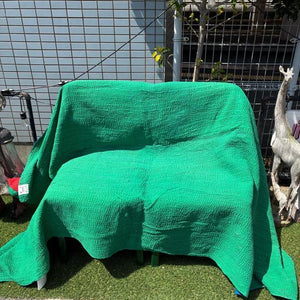 インド　ヴィンテージラリーキルト　28000-22　150×230cm　カンタ　ベッドカバー　ソファカバー　マルチカバー　ハンドメイド　１点もの　ブルー　グリーン