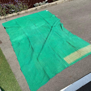 インド　ヴィンテージラリーキルト　28000-22　150×230cm　カンタ　ベッドカバー　ソファカバー　マルチカバー　ハンドメイド　１点もの　ブルー　グリーン