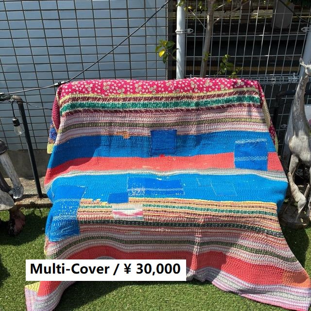インド　ヴィンテージ　カンタ　ラリーキルト　マルチカバー  ベットカバー ラリーキルト カンタキルト ベッドカバー ソファカバー マルチ