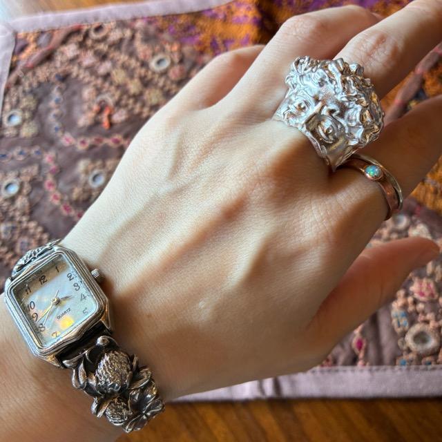 TOPANGA Jewelry 　One half face リング　マットシルバー　16号　指輪　アクセサリー　ジュエリー　プレゼント　シンプル　ヴィンテージ　アンティーク　ダビデ