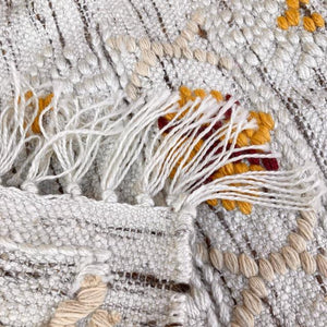 TOPANGA Homefurnishing　トライバルエンブロイダリーウールラグマット　アイボリー　50×80cm　玄関マット　ラグマット　羊毛　刺繍