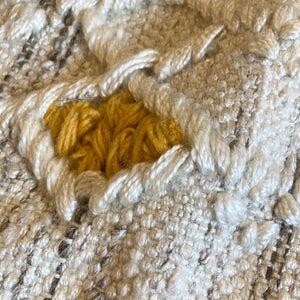 TOPANGA Homefurnishing　トライバルエンブロイダリーウールフロアラグマット　アイボリー　80×140cm　フロアマット　羊毛　刺繍　二人掛けソファ　一畳分