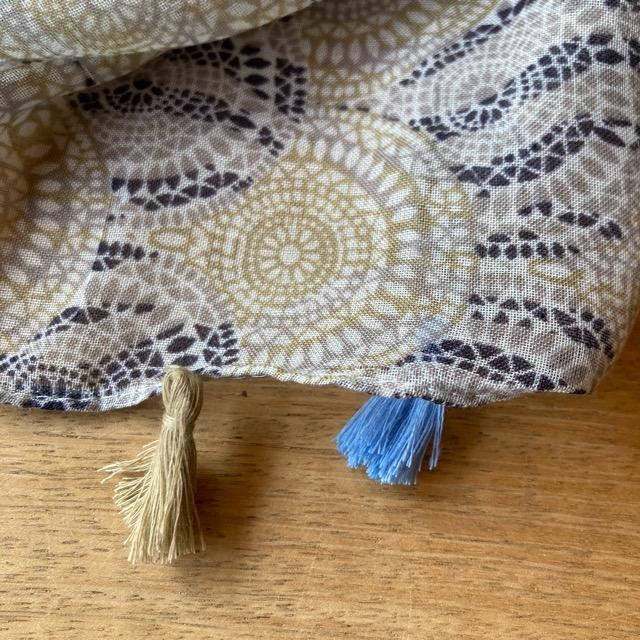 TOPANGA Accessory　スムースタッセルビッグストール　Crochet Lace　ベージュ　スカーフ　ショール　マフラー　大判ストール　羽織　薄手　フリンジ　冷房対策