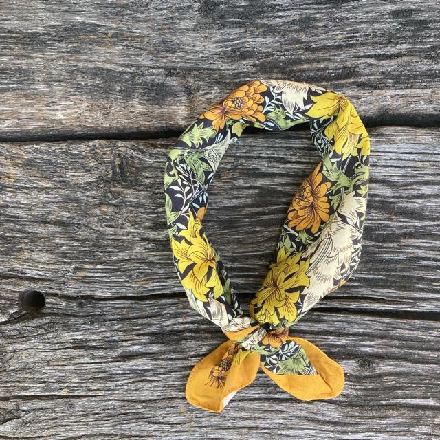 TOPANGA Accessory One Wash Cotton Bandana OLD FLOWER Yellow