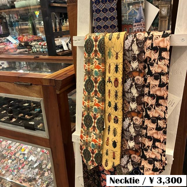 TOPANGA Accessory Art necktie 4type Pug Cats Insect Flamingo