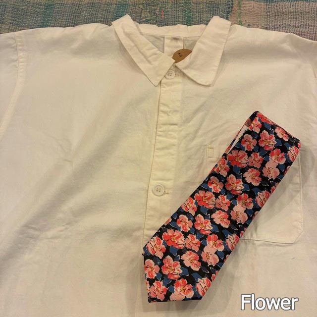 TOPANGA Accessory Art necktie 4type Circle Arabesque Flower Hibiscus