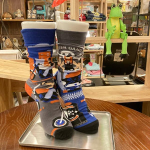 TOPANGA SOCKS Lady's　アシンメトリーソックス　BIKER　GANG 　グリーン　ネイビー　バイク　ツーリング　靴下　ユニーク　プチギフト　クルーソックス