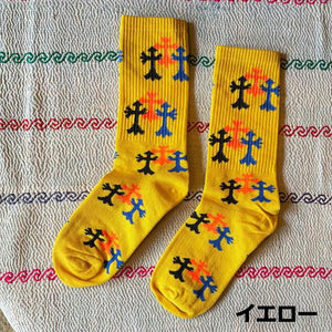 TOPANGA SOCKS Lady's　ネオンクロスソックス　全4色　靴下　足元ファッション　プチギフト　クルーソックス　スニーカー　リブソックス　スポーティー