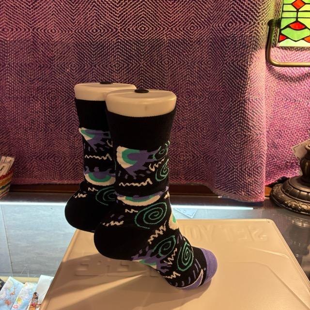 TOPANGA SOCKS Lady's　ディジーソックス　ブラック　靴下　足元ファッション　プチギフト　クルーソックス　スニーカー　ポップアート　サンダルソックス