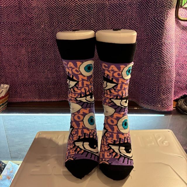 TOPANGA SOCKS Lady's　アイズソックス　パープル　靴下　足元ファッション　プチギフト　クルーソックス　スニーカー　ポップアート　サンダルソックス