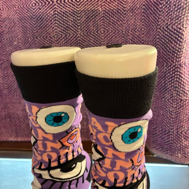 TOPANGA SOCKS Lady's　アイズソックス　パープル　靴下　足元ファッション　プチギフト　クルーソックス　スニーカー　ポップアート　サンダルソックス
