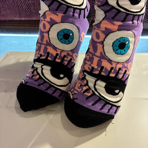 TOPANGA SOCKS Lady's　アイズソックス　パープル　靴下　足元ファッション　プチギフト　クルーソックス　スニーカー　ポップアート　サンダルソックス