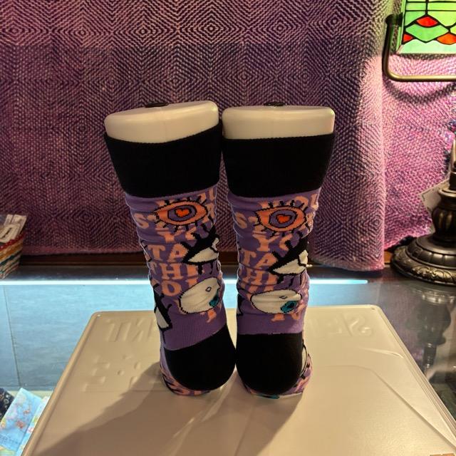 TOPANGA SOCKS Lady's　アイズソックス　パープル　靴下　足元ファッション　プチギフト　クルーソックス　スニーカー　ポップアート　サンダルソックス
