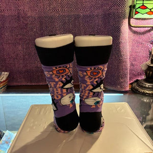 TOPANGA SOCKS Lady's　アイズソックス　パープル　靴下　足元ファッション　プチギフト　クルーソックス　スニーカー　ポップアート　サンダルソックス