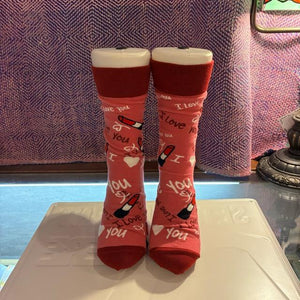 TOPANGA SOCKS Lady's　リップサービスソックス　ピンク　靴下　足元ファッション　プチギフト　クルーソックス　スニーカー　ポップアート　サンダルソックス