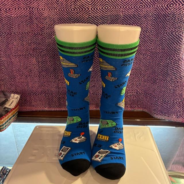 TOPANGA SOCKS Men's　レトロゲームソックス　ブルー　テレビゲーム　靴下　メンズソックス　スニーカー　足元ファッション　プチギフト　