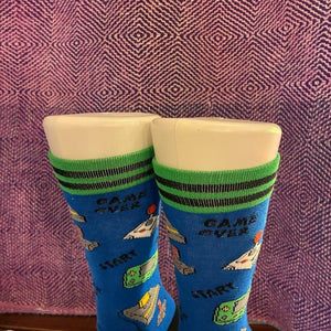 TOPANGA SOCKS Men's　レトロゲームソックス　ブルー　テレビゲーム　靴下　メンズソックス　スニーカー　足元ファッション　プチギフト　