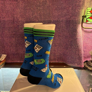 TOPANGA SOCKS Men's　レトロゲームソックス　ブルー　テレビゲーム　靴下　メンズソックス　スニーカー　足元ファッション　プチギフト　
