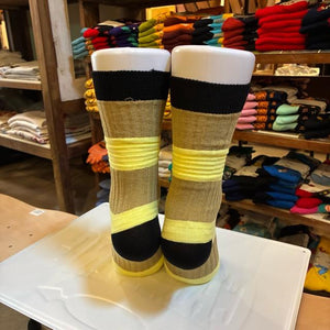 TOPANGA Socks　Lady's 　チューブソックス　イエロー×ベージュ　靴下　レディース　ボーダー　ストライプ　クルーソックス　ギフト　プレゼント　
