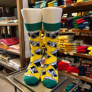 TOPANGA SOCKS Men's　カメラソックス　イエロー　靴下　メンズソックス　スニーカー　足元ファッション　プチギフト　クルーソックス