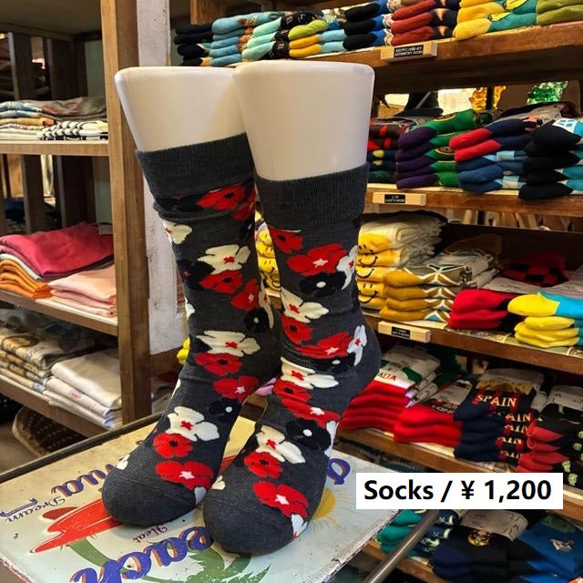 TOPANGA SOCKS Men's　アネモネソックス　グレー　靴下　メンズソックス　スニーカー　足元ファッション　プチギフト　クルーソックス