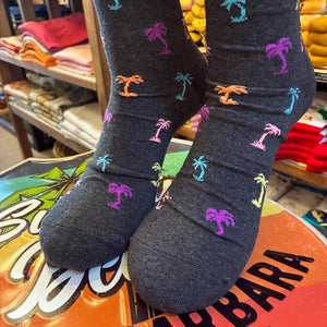 TOPANGA SOCKS Men's　カラフルパームツリーソックス　グレー　靴下　メンズソックス　スニーカー　足元ファッション　プチギフト　クルーソックス