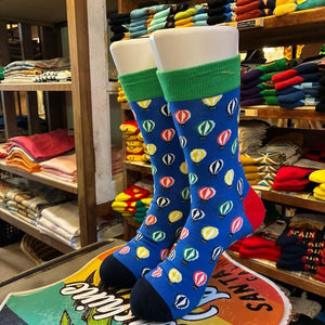TOPANGA SOCKS Men's　カラフルバルーンソックス　ブルー　靴下　メンズソックス　スニーカー　足元ファッション　プチギフト　クルーソックス