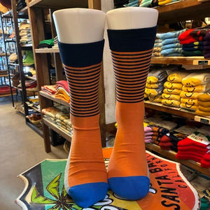 TOPANGA SOCKS Men's　パターンボーダーソックス　オレンジ　靴下　メンズソックス　スニーカー　足元ファッション　プチギフト　クルーソックス