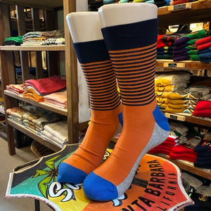 TOPANGA SOCKS Men's　パターンボーダーソックス　オレンジ　靴下　メンズソックス　スニーカー　足元ファッション　プチギフト　クルーソックス